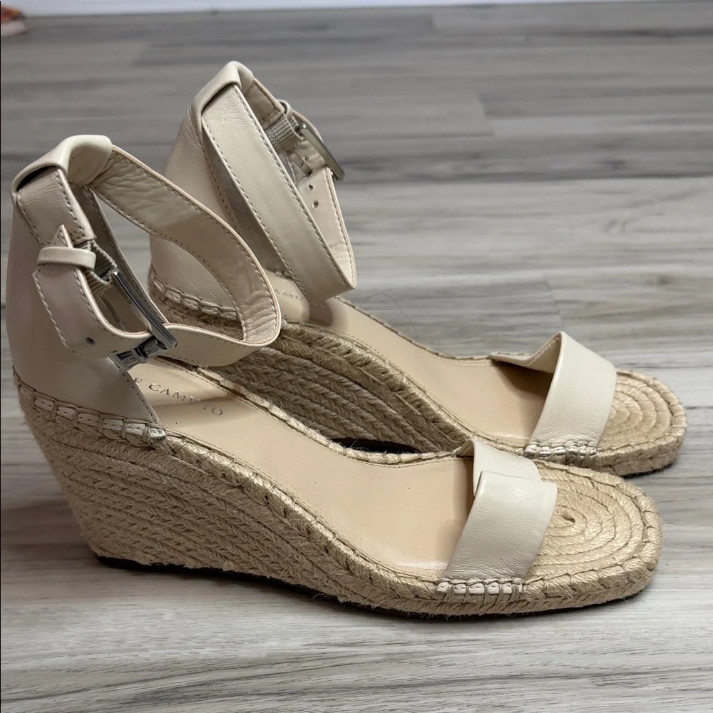 Vince Camuto Cream Espadrille Wedge Sandals
